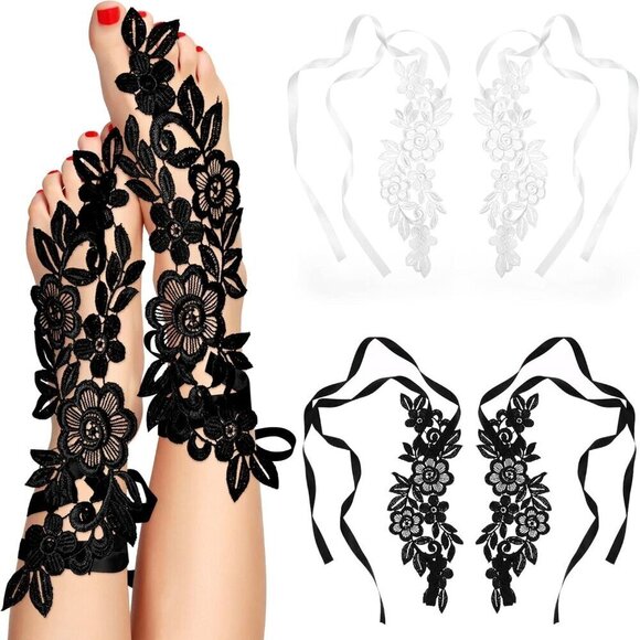 Jewelry - Lace Barefoot Sandals 2 Pairs Floral Embroidery Toe Rings for Women